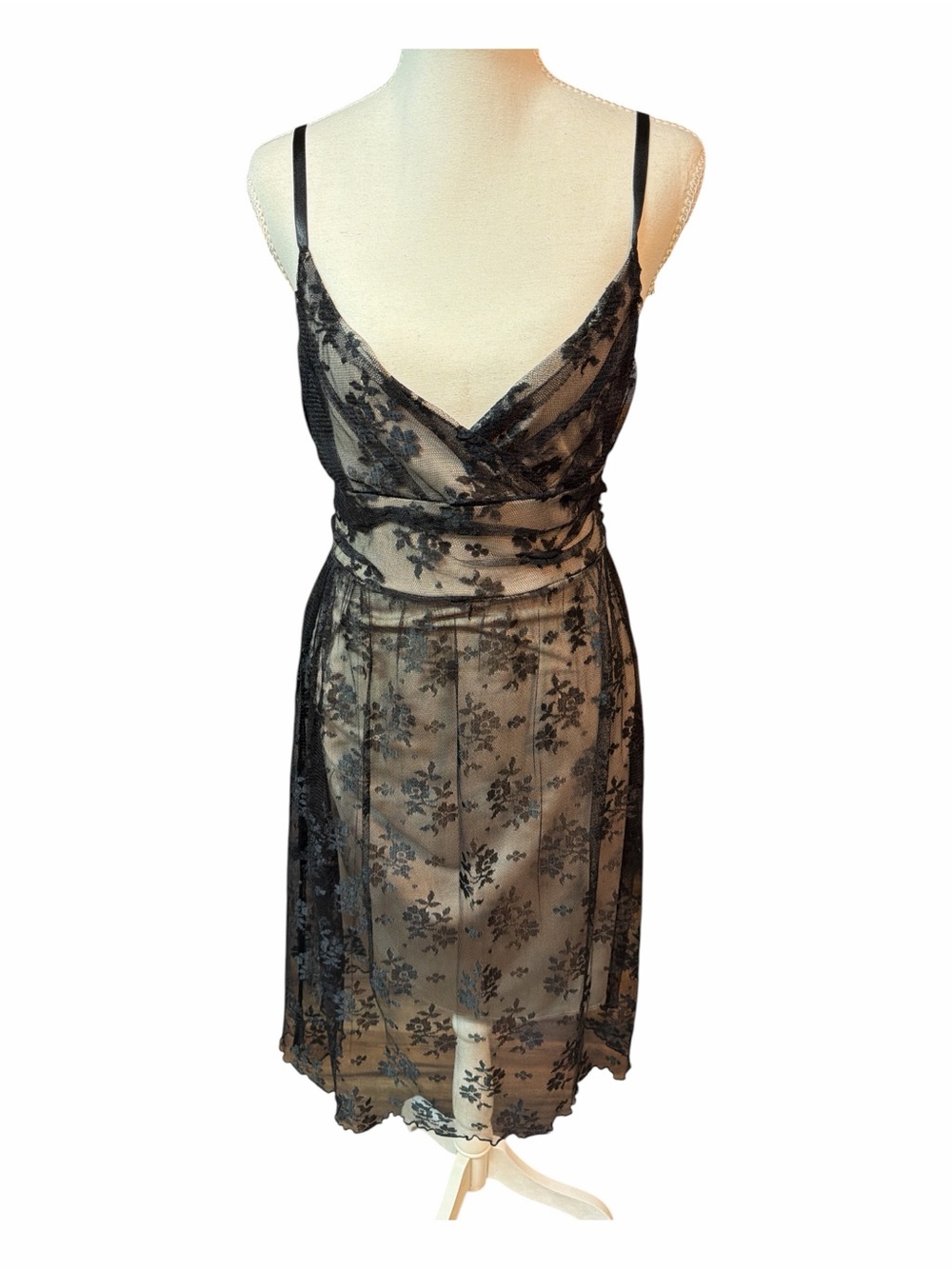 Y2K Fairy Grunge Sheer Floral Mesh Midi Dress Goth Coquette H&M US 8
